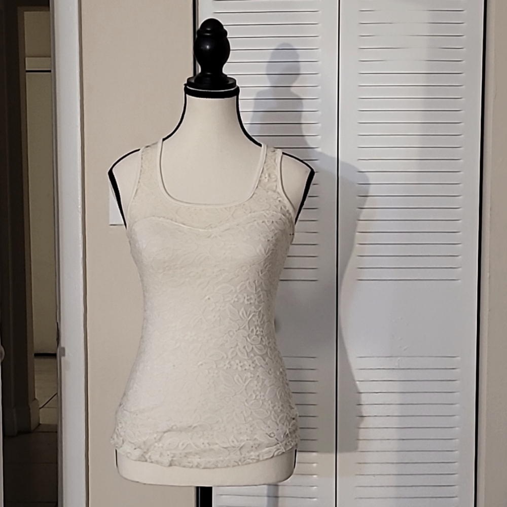 White/Cream Miroa Women's Size Small lace tank top shirt